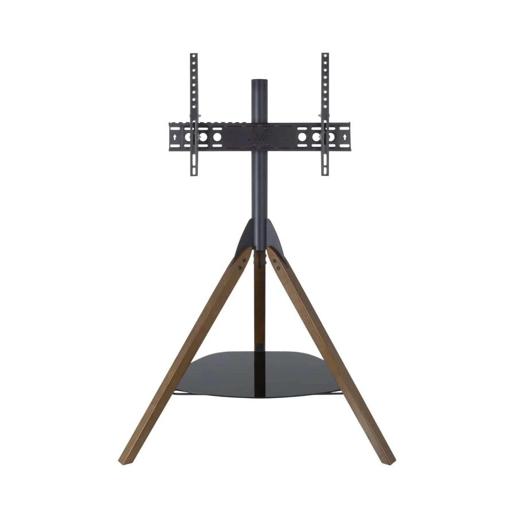 AVF FSL1000HOXDWB-A Hoxton TV Floor Stand with TV Mounting Column for 32-inch to 65-Inch TVs, Dark Wood Legs Column and Black Glass