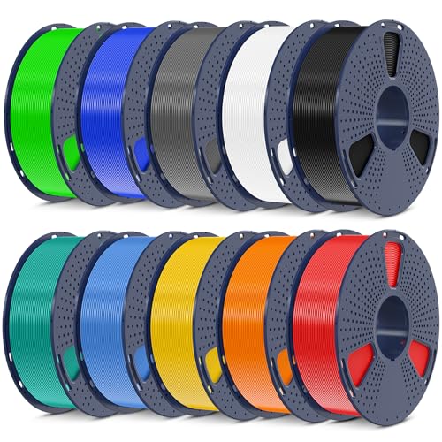 SUNLU 3D Printer Filament Bundle, PLA Plus Filament 10KG 1.75mm, Neatly Wound Filament for Most 3D Printer, 10 Colors, 1kg Spool