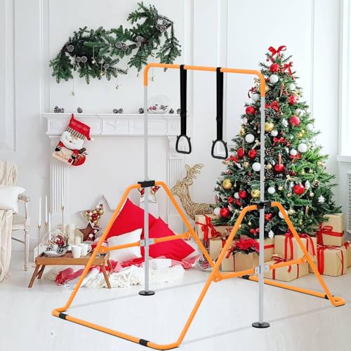 Expandable Gymnastics Bar for Kids, Adjustable Height Junior Training Kip Bar, Folding Gymnastic Horizontal Bars Monkey Bar