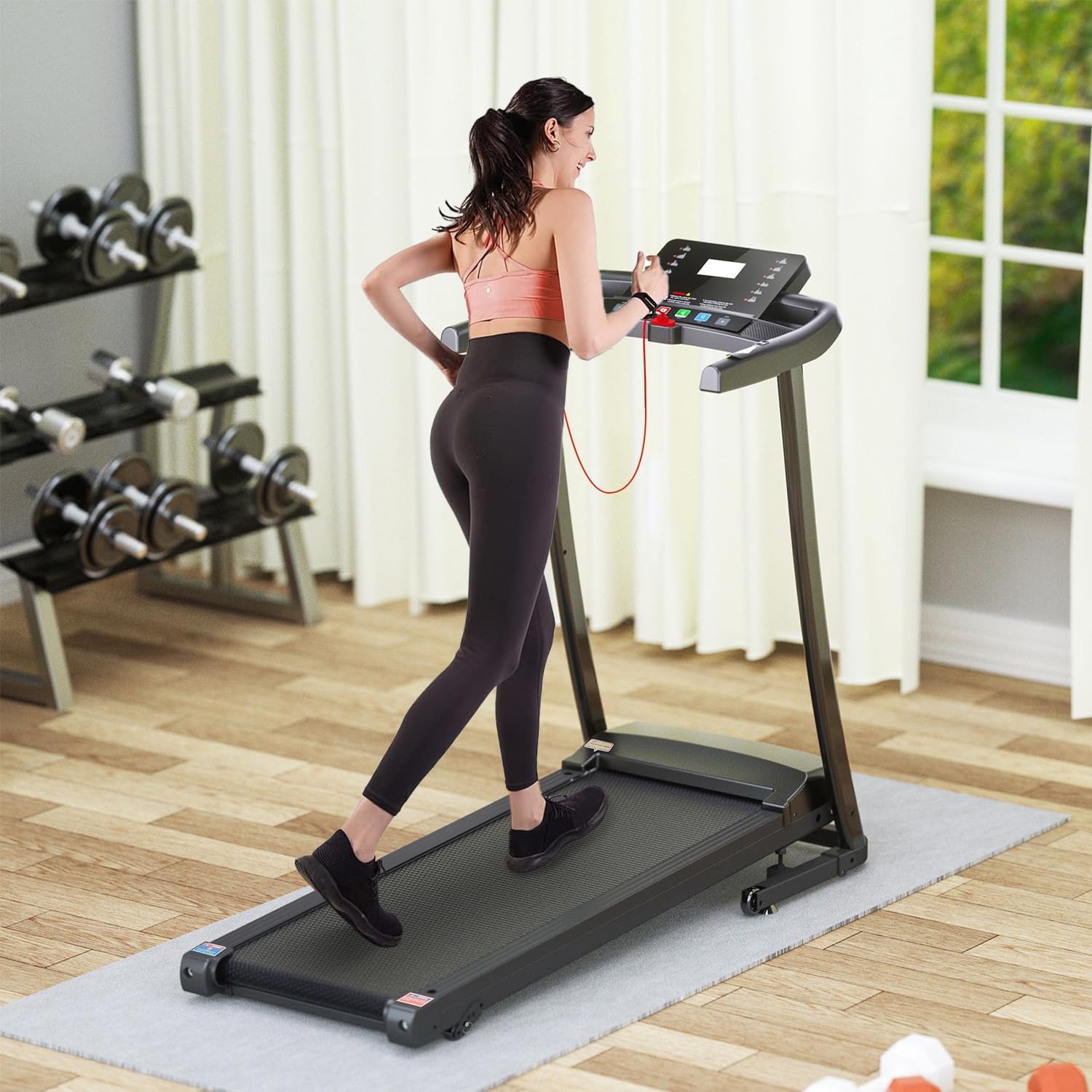 2.5 HP Folding Treadmill, Easy to Move, with 3-Speed Incline Adjustment and 12 preset Programs, 3 Countdown Modes, Heart Rate, Bluetooth, etc.