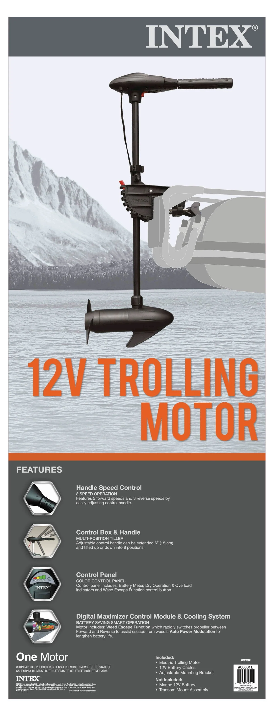 Intex 12V Trolling Motor for Intex Inflatable Boats
