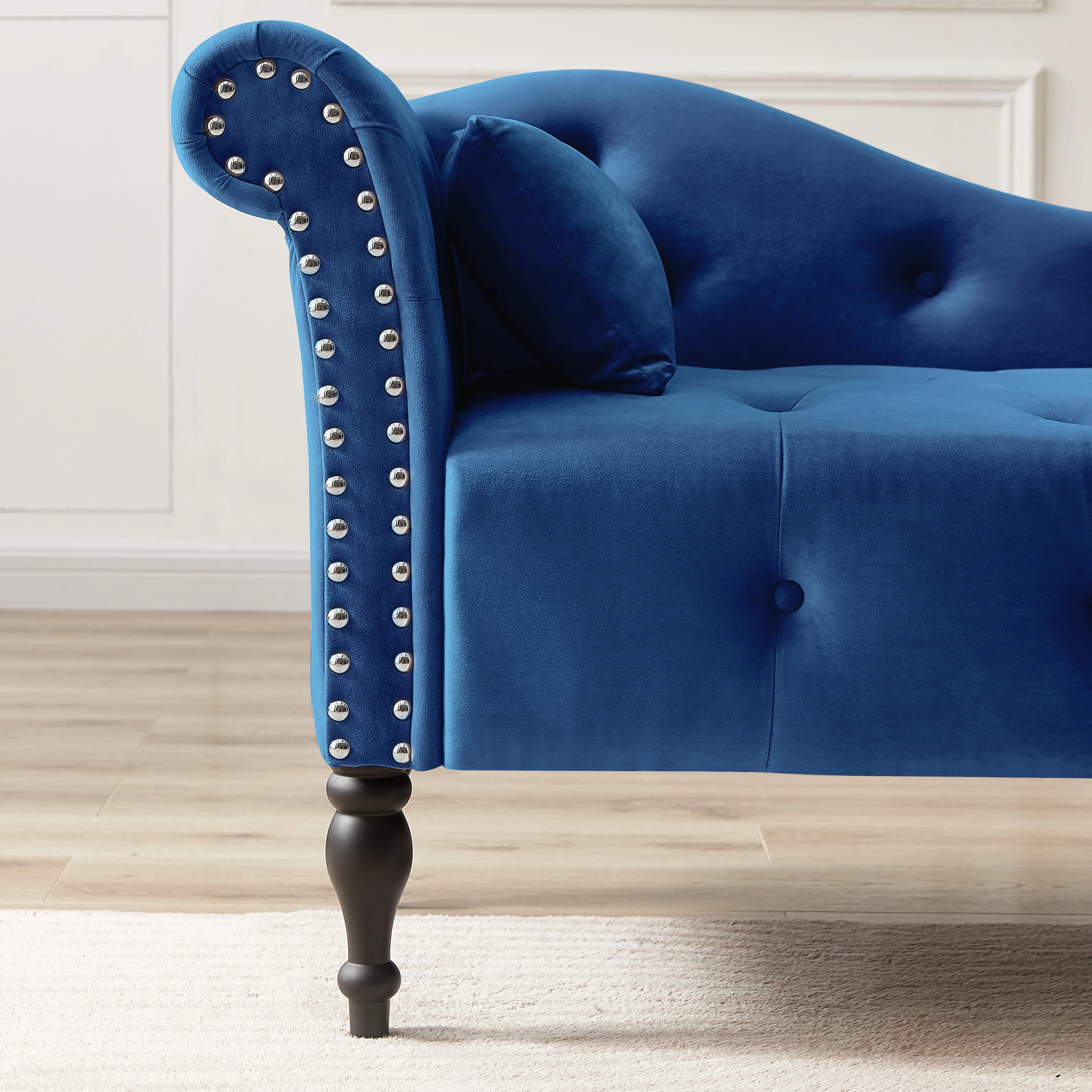 SYNGAR Modern Lounge Chaise Indoor, Leisure Sofa Accent Chair Upholstered Couch, Button Tufted Seat with Matching Accent Pillow