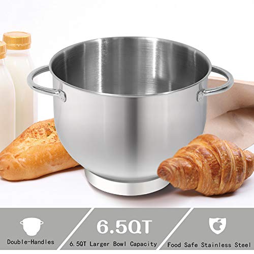 Aucma Stand Mixer,6.5-QT 660W 6-Speed Tilt-Head Food Mixer, Kitchen Electric Mixer with Dough Hook, Wire Whip & Beater (6.5QT, Black)