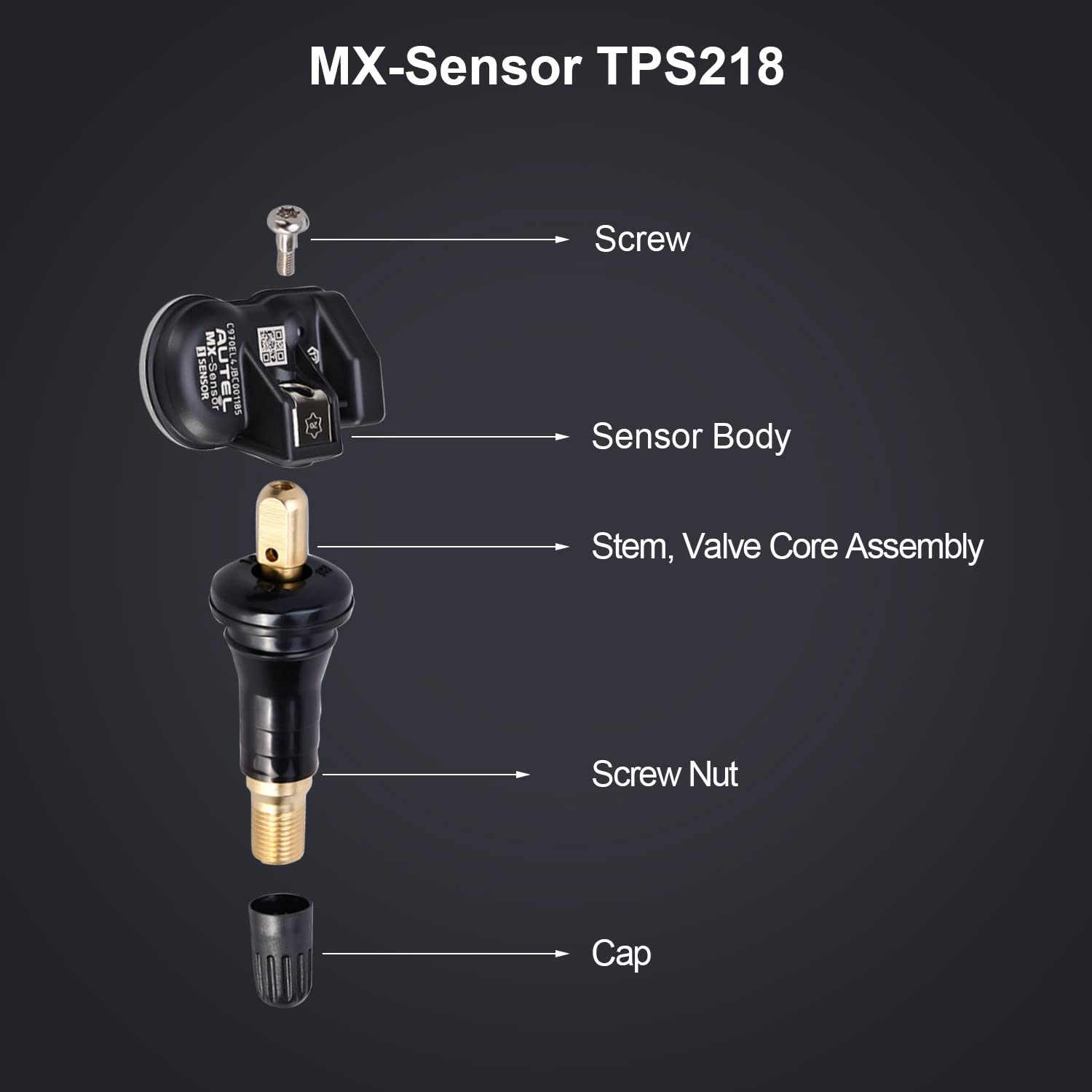 Autel TPMS Sensor MX-Sensor TPS218-315MHz+433MHz 2 in 1 Dual Frequency Replaced OEM Tire Pressure Sensor Universal Programmable Screw-in Sensor Sets