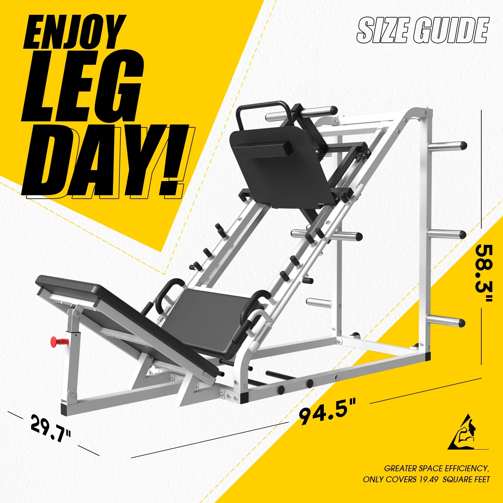 syedee Leg Press Machine with Calf Block, 1500LBS Weight Capacity Adjustable Leg Machine with Resistance Band Pegs and Plate Storages