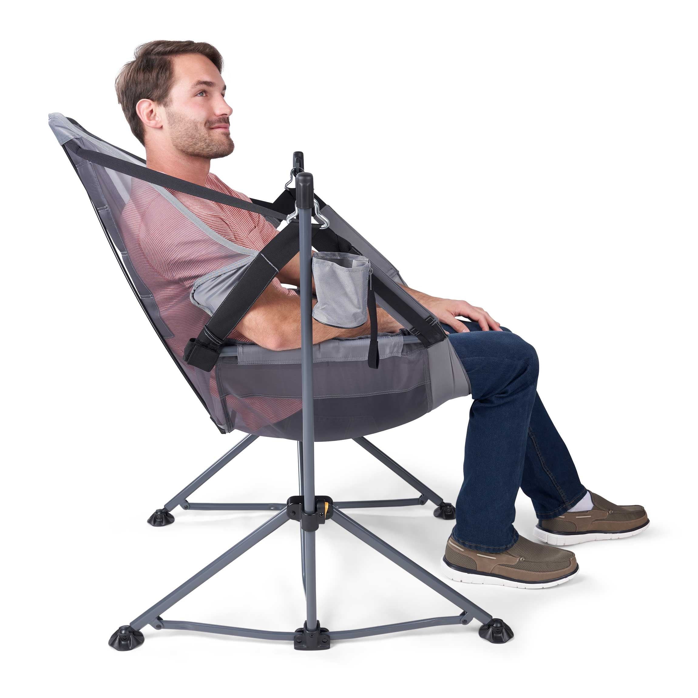 Ozark Trail Reclining Mesh Hammock Chair, Gray, Made with Polyester