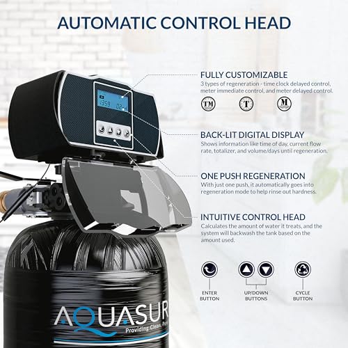 Aquasure Harmony Series 56,000 Grains Whole House Water Softener w/High Efficiency Digital Metered Control Head - Smart Home Appliances