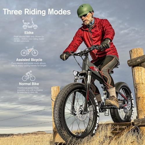 TotGuard Electric Bike,26" x4.0 Fat Tire Electric Bike with 975W Peak Motor,48V 10.4Ah Removable Battery, 21.6MPH Foldable Mountain Ebike