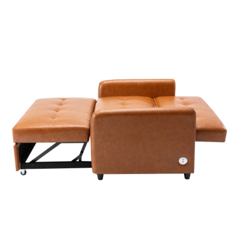 51" Convertible Sleeper Bed, Adjustable Oversized Armchair with Dual USB Ports for Small Space