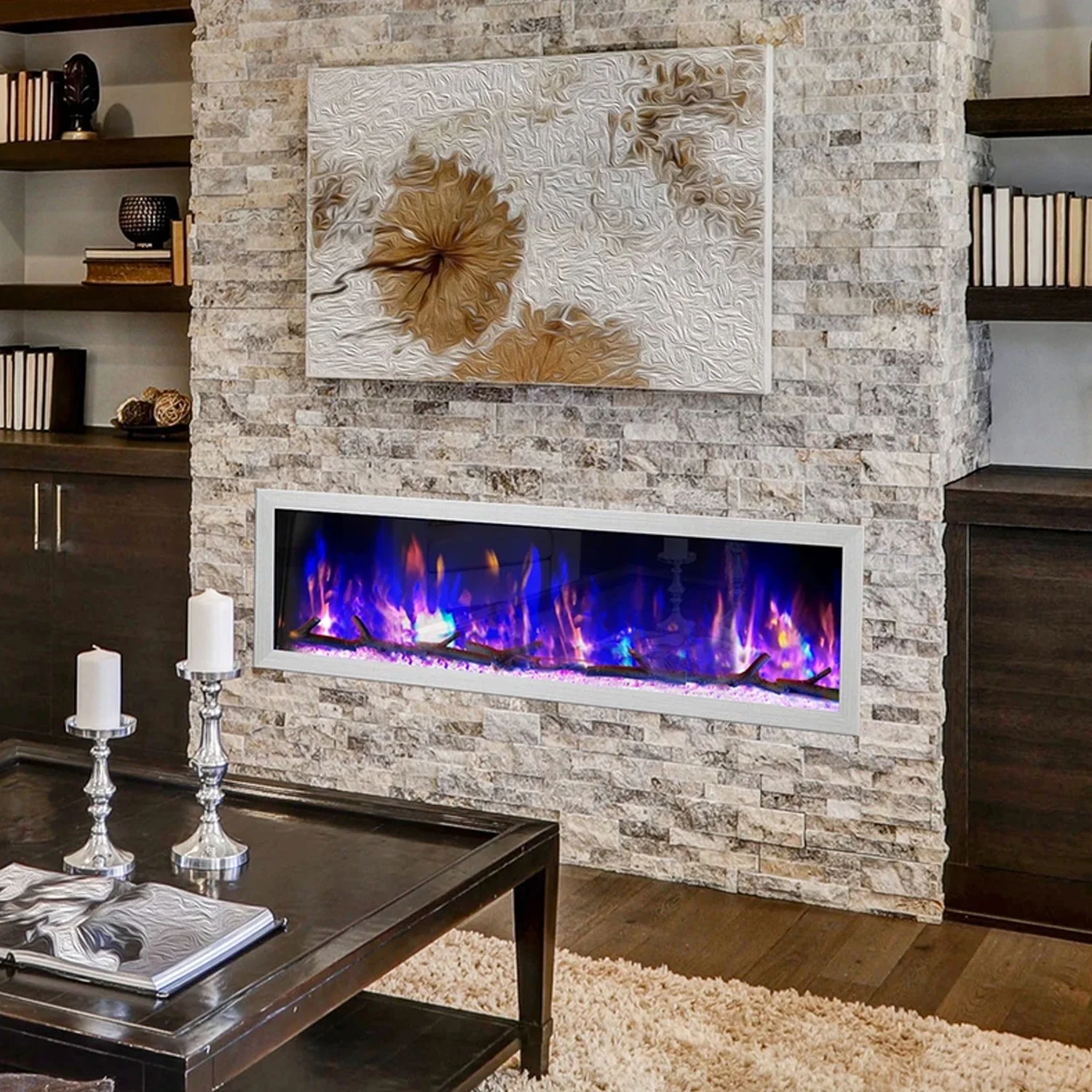 Dynasty Fireplaces Cascade BTX64 64.50 Inch Electric Wall Fireplace Decor