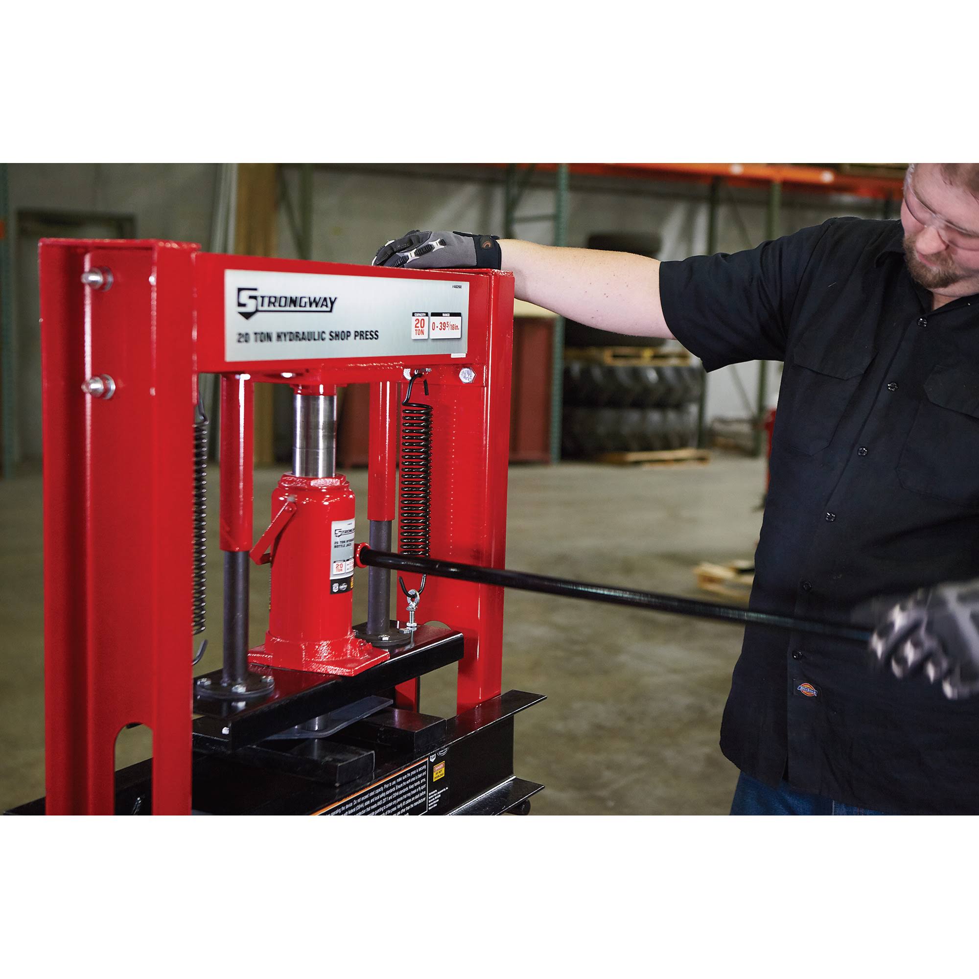 Strongway Hydraulic Shop Press - 20-Ton Capacity