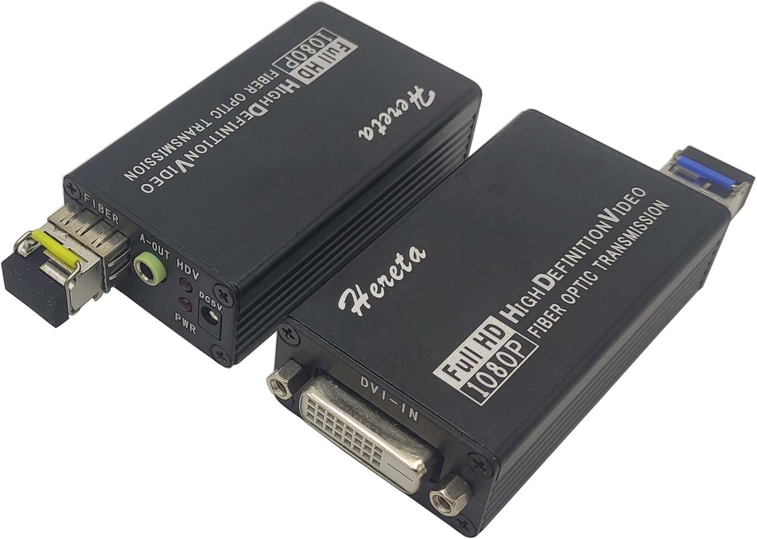Mini DVI Fiber Converter 1080P HD Video Extender Optical Transceiver Extension of Distances Up to 20km Over Single-Mode with External Stereo Audio
