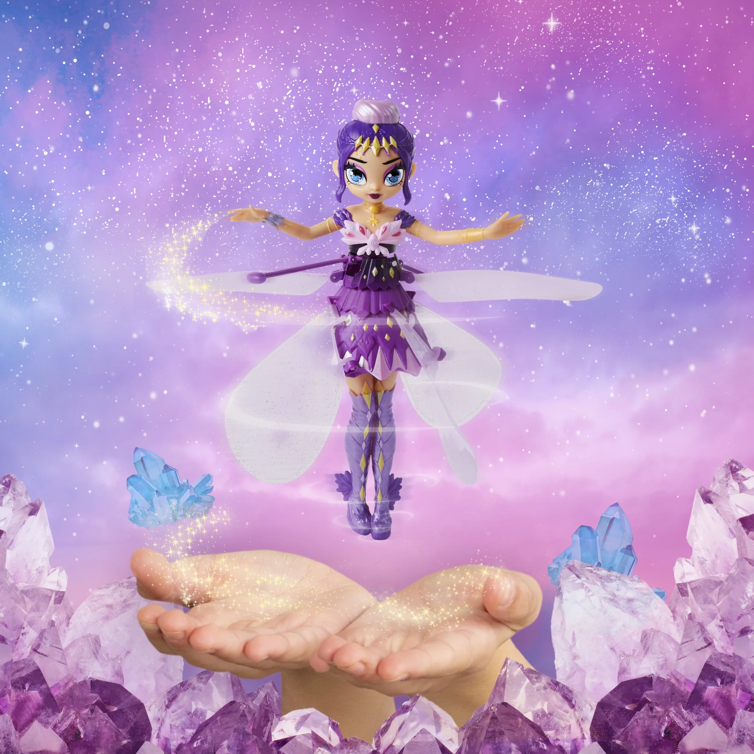 Hatchimals Pixies, Crystal Flyers Purple Magical Flying Pixie Toy, for Kids Aged 6 and up