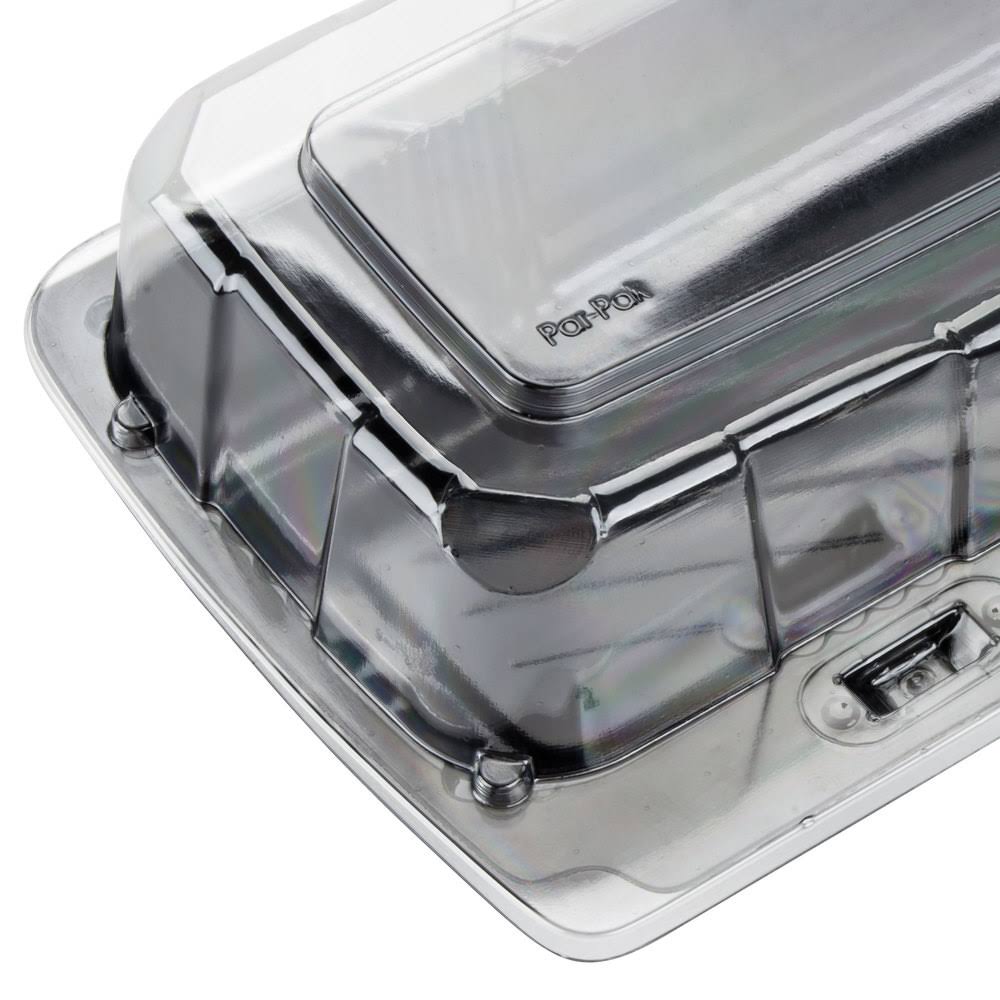 Polar Pak 29566 9x22 x 4x22 x 3x22 Pet Black and Clear Hinged Hoagie / SUB Take-Out Container - 250/Case