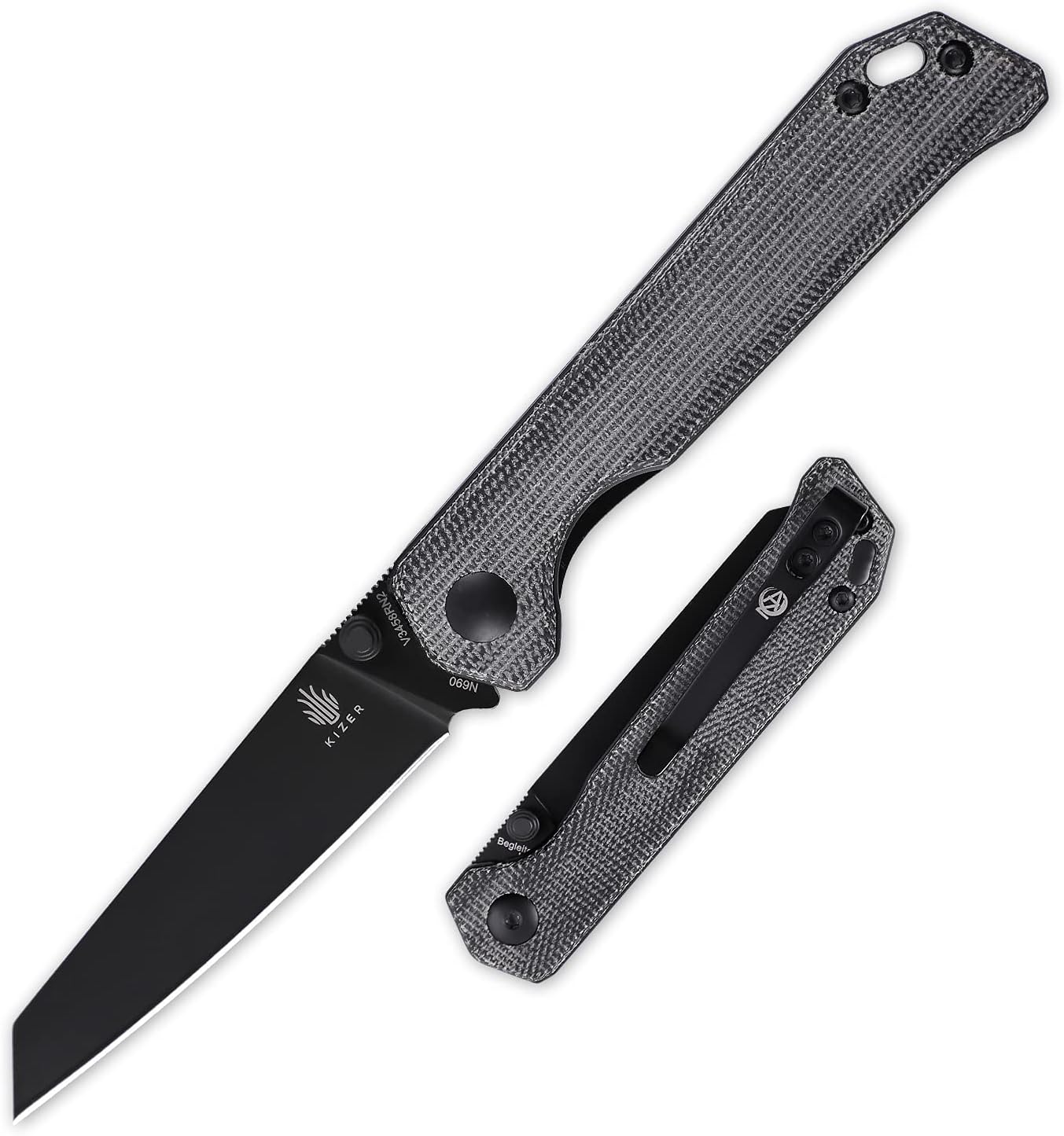 Kizer Begleiter Mini, Small EDC Folding Pocket Knives, Micarta Handle with 2.8 Inches N690 Blade, Thumb Stud, Deep Carry