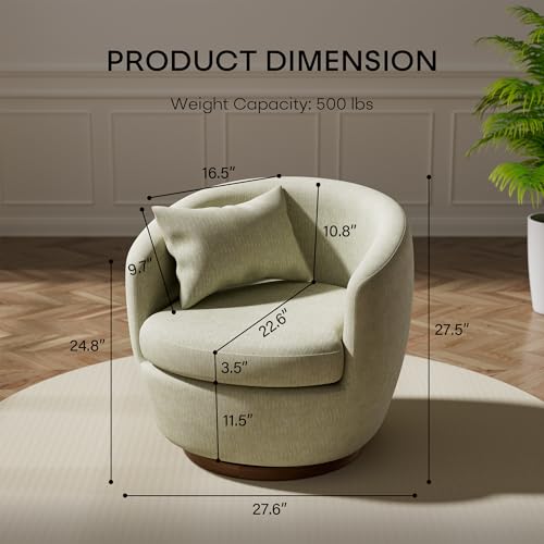 Blue Swivel Barrel Chairs Set of 2, Round Swivel Accent Chair Armchair, Modern Fabric Upholstered 360 Degree Swivel Chairs for Living Room, Bedroom