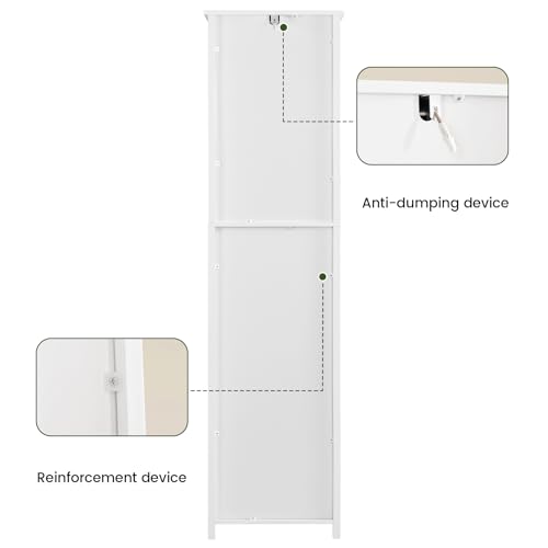 Iwell 67" Tall Bathroom Cabinet, Storage Cabinet with 2 Doors & 1 Drawer, Bathroom Storage Cabinets with Adjustable Shelves, for Living Room