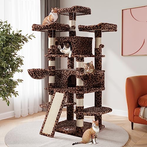 SHA CERLIN 68 Inches Multi-Level Large Cat Tree for Large Kitties/Big Cat Tower with Condo/Cozy Plush &zwnj