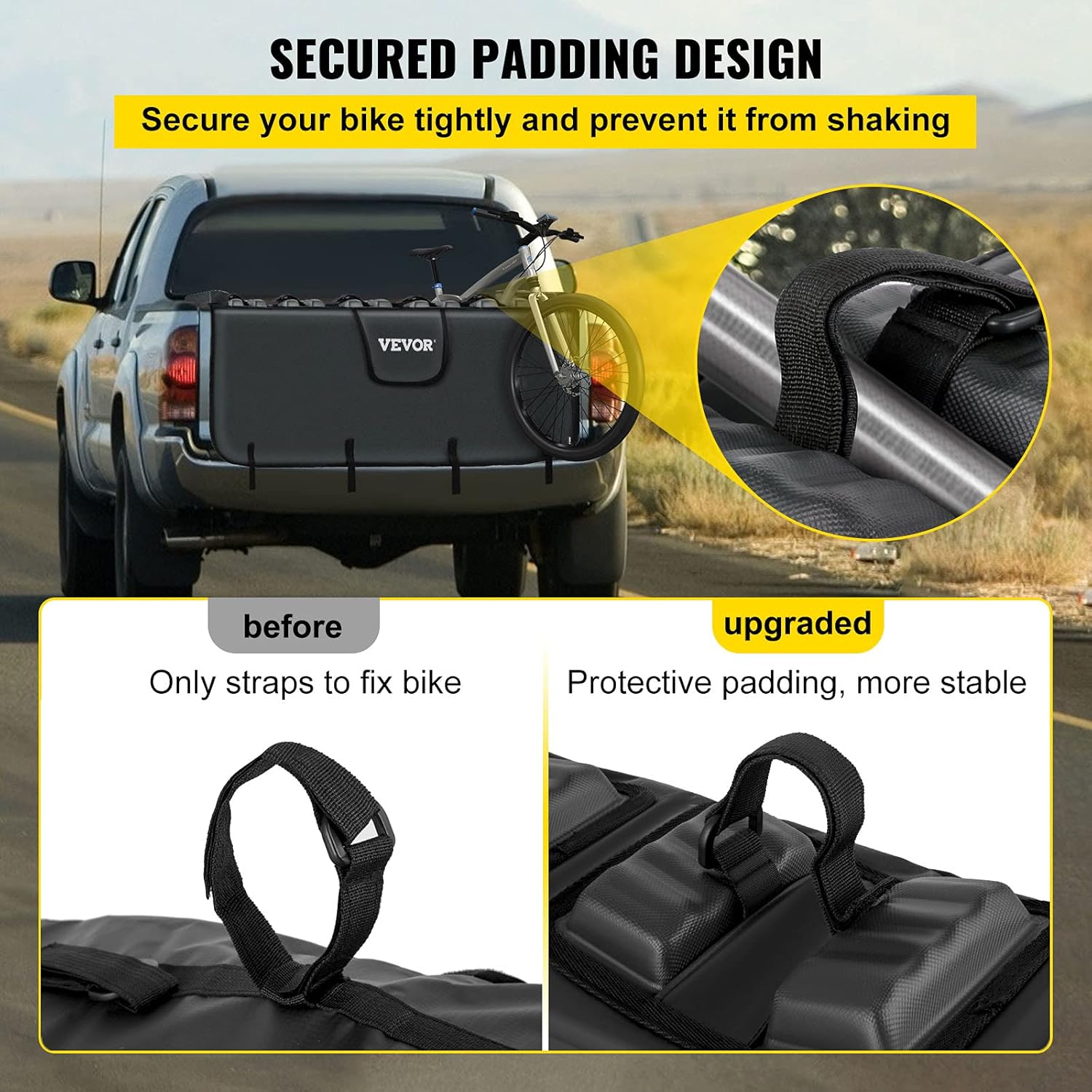 VEVOR Tailgate Pad for Bikes, Tailgate Protection Cover Carries UP to 6 Mountain Bikes, 63 Bike Pickup Pad for Pickup Truck, Upgraded
