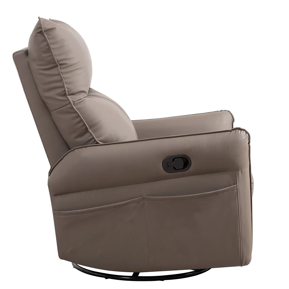 High Back Rocking Chair, Nursery Chair with Side Pocket, 360 Degree Swivel Single Sofa Chair, Lazy Sofa Balcony Reclining Chair