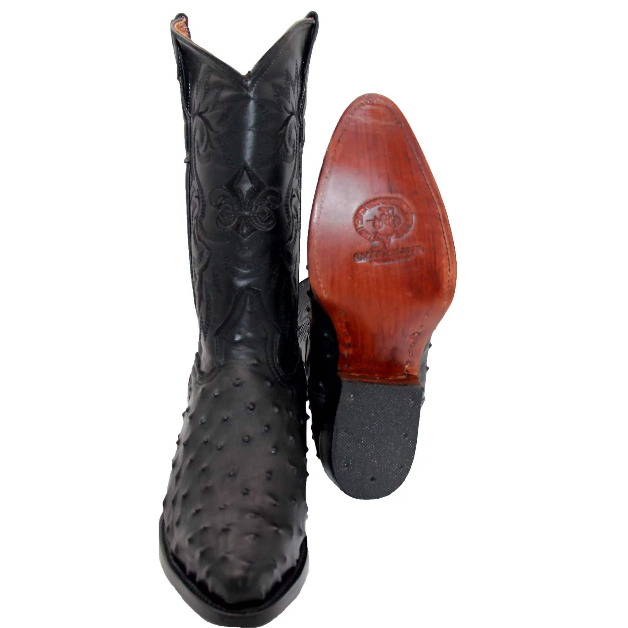 The Western Shops Men’s Leather Ostrich Quill Print Cowboy J Toe Boot