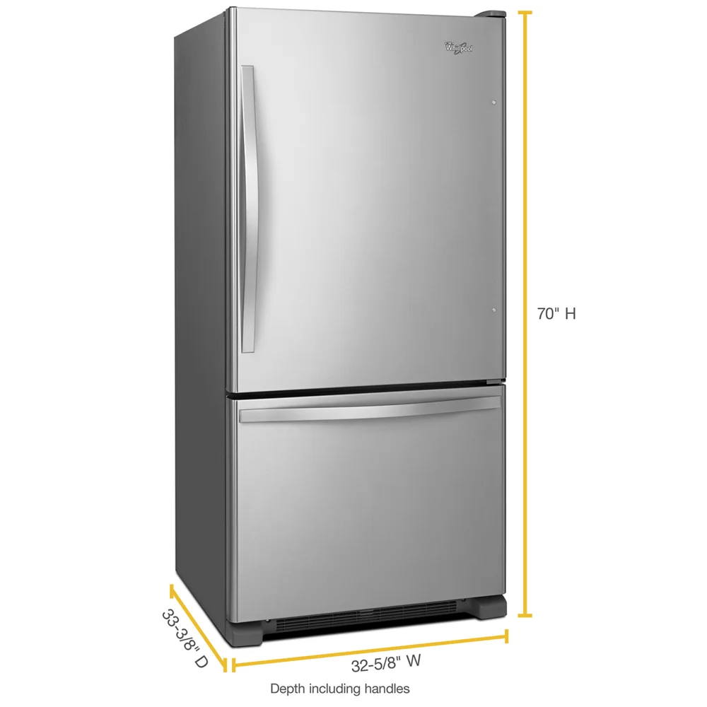 Whirlpool® Brand New WRB322DMBM - 33-inches wide Bottom-Freezer Refrigerator with Spill Guard™ Glass Shelves - 22 Cu. ft