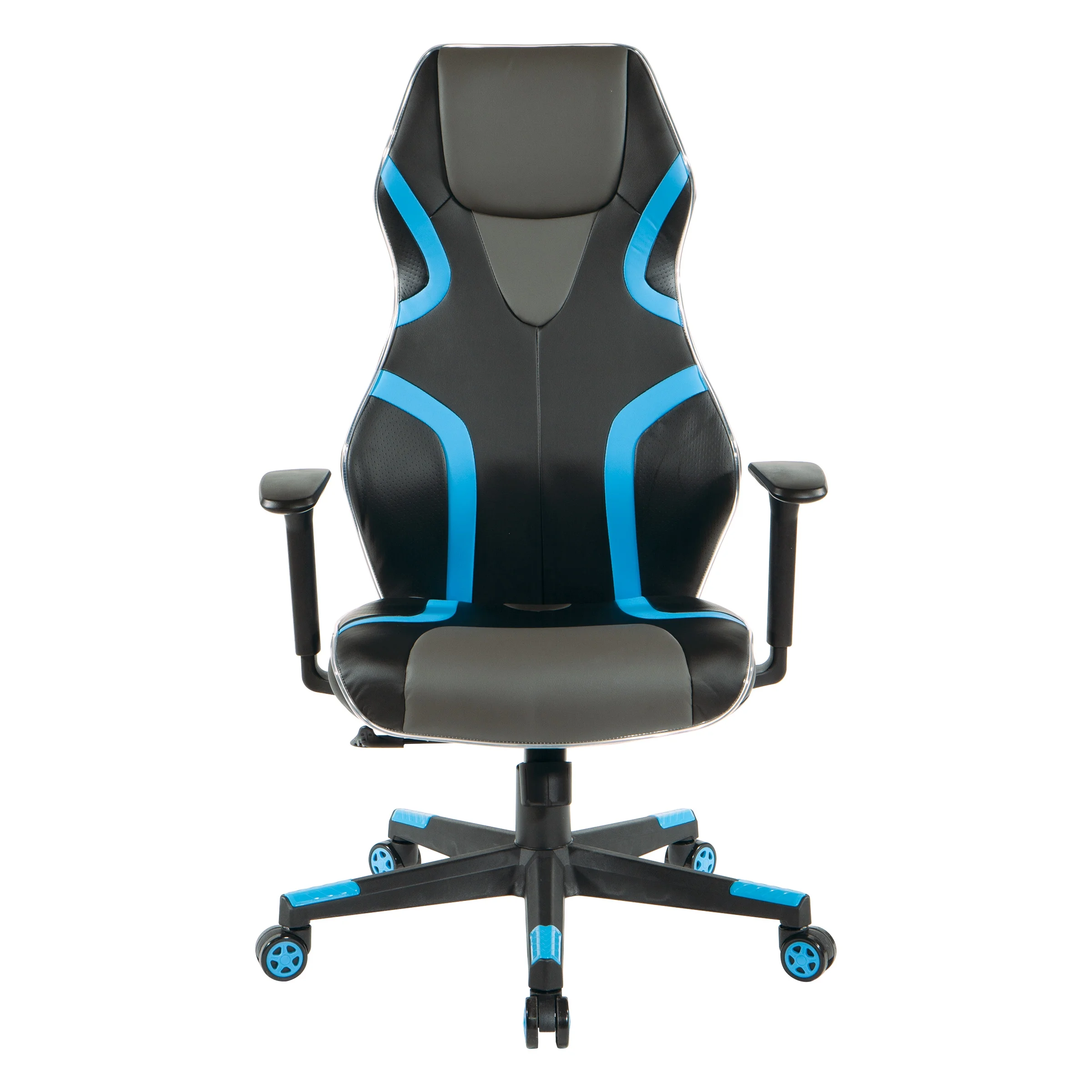 OSP Home Furnishings Lumbar Support & Adjustable Swivel Gaming Chair, Gray