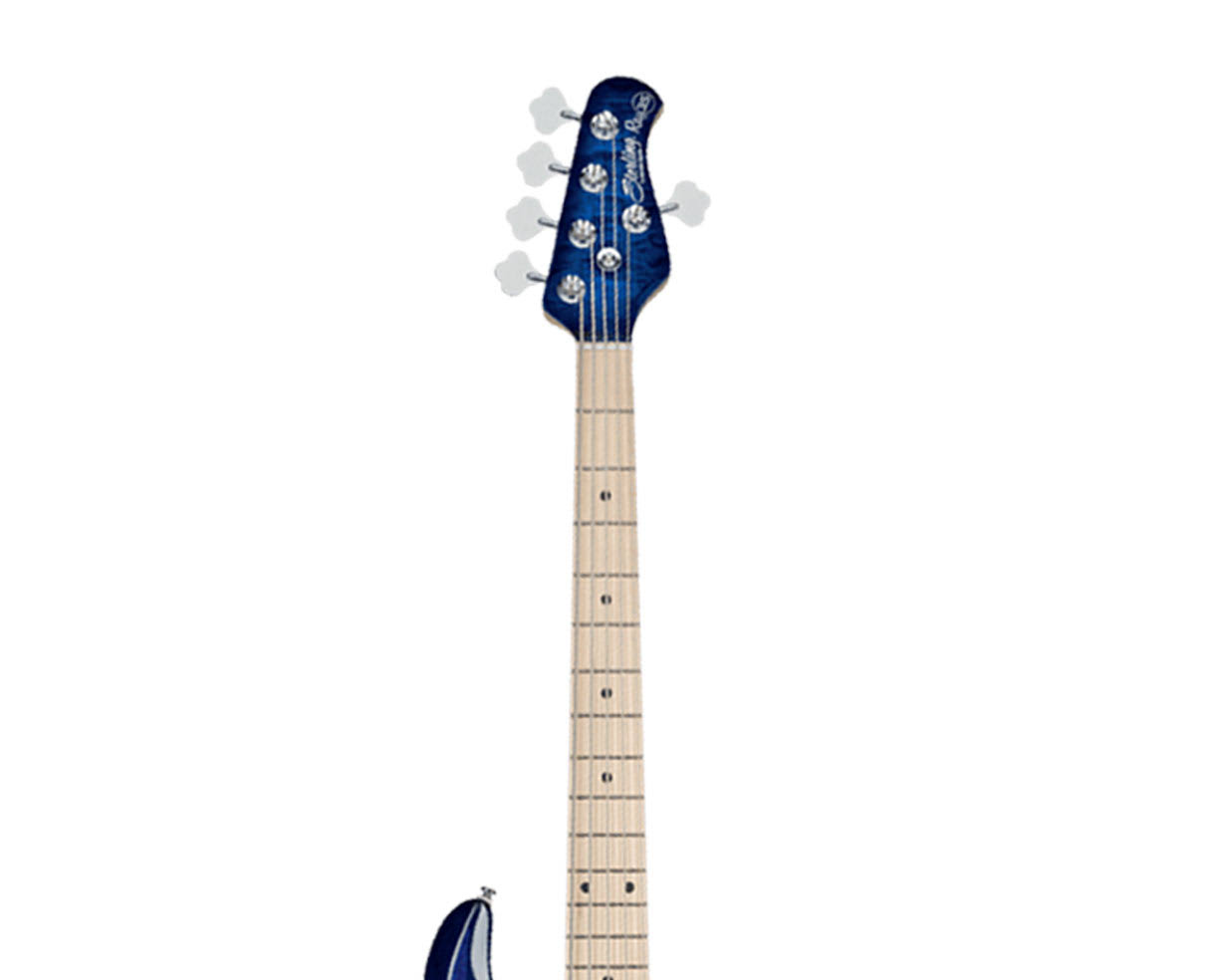 Sterling by Music Man Stingray in Quilted Maple Neptune Blue, 5-String