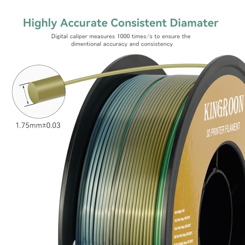 Kingroon Silk PLA Bundle 3D Printer Filament, Dimensional Accuracy +/- 0.03 mm, 10 kg Spool(22lbs)