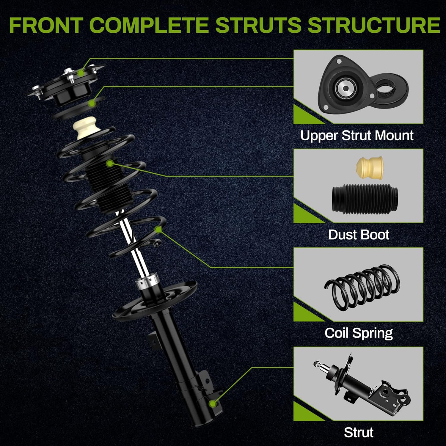 AUTOSAVER88 Front Complete Struts Compatible with 2007-2012 Altima 2.5L Exc. Hybrid, for Left & Right 2 pcs