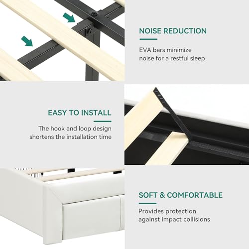 YITAHOME Queen Size Bed Frame, Storage Bed Frame with 4 Drawers & LED Light, Platform Bed with Storage Upholstered Headboard and Charging Station