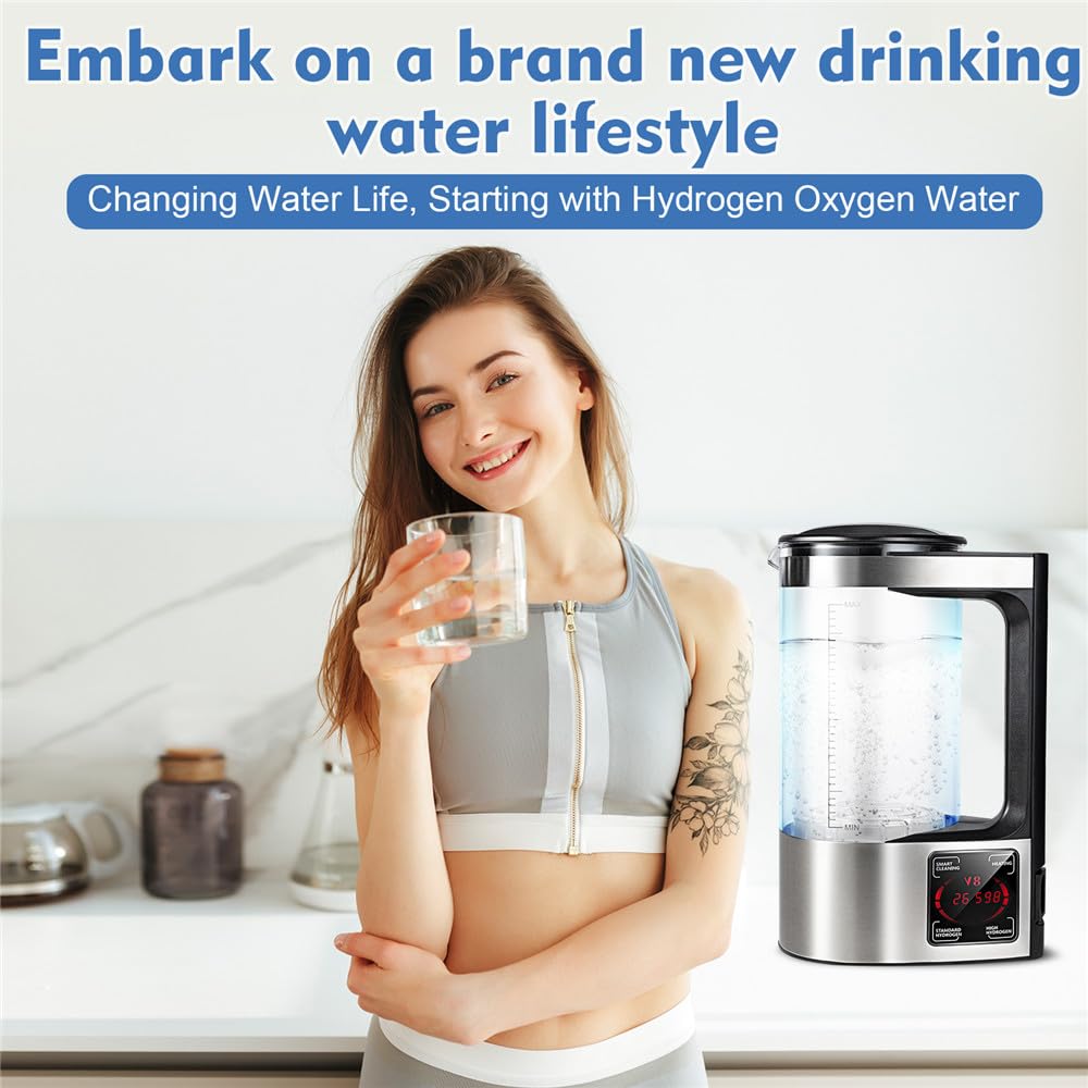 Upgraded Hydrogen Water Generator Kettle, 2L Hydrogen Rich Water Machine with SPE and PEM Technology, Hydrogen Content up to 1500 PPB
