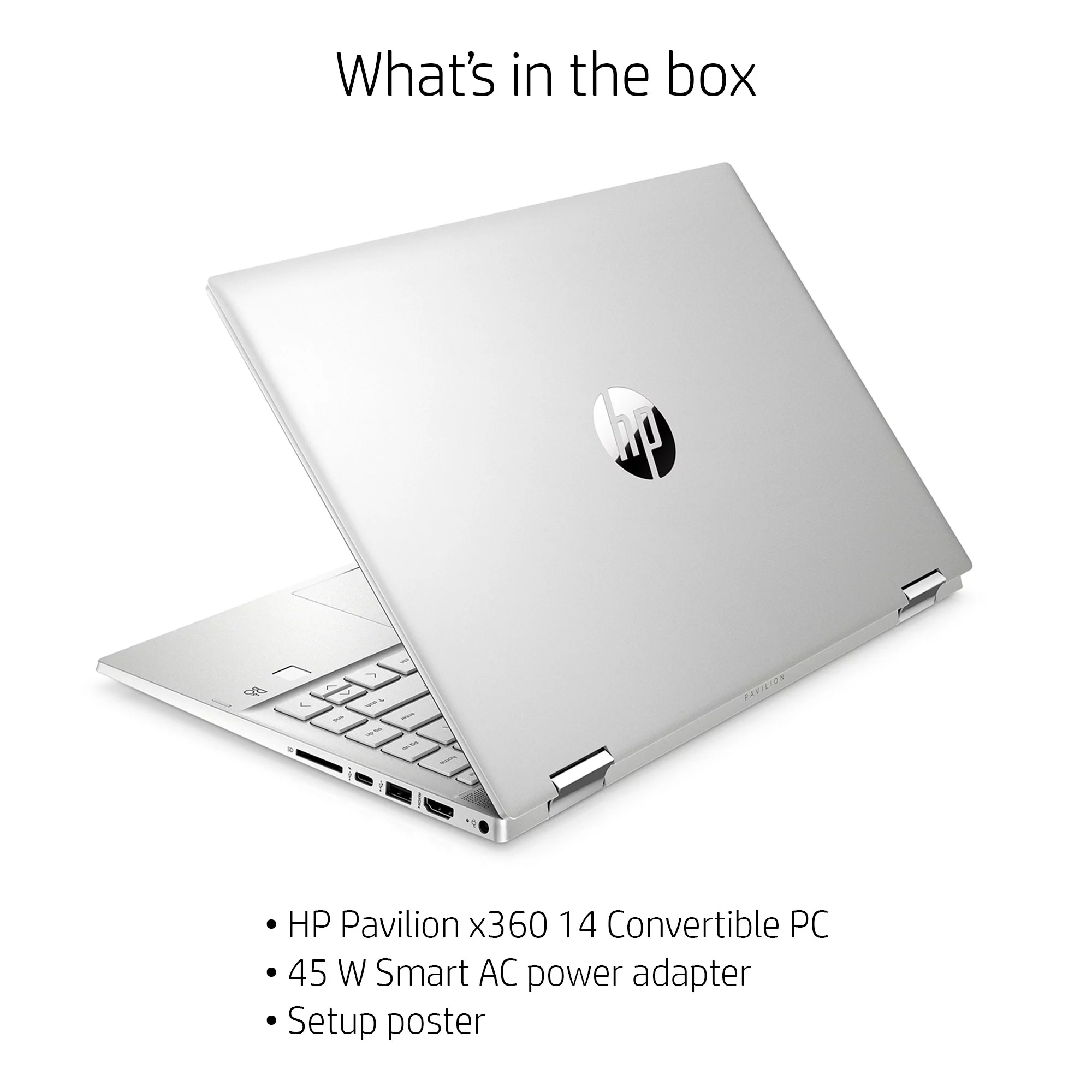 HP Pavilion 14" FHD Touch x360, Intel Core i5-1135G7, 8GB RAM, 256GB SSD, Silver, Windows 10, 14-dw1010wm
