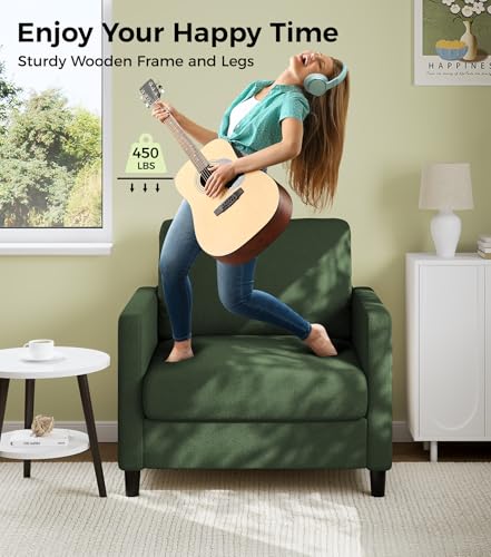 Sofa Accent Chair, 33" Reading Chair for Bedroom, Tool-Free Setup Living Room Accent Chairs, Comfy Arm Chairs Living Room, All-Wood Reading Nook