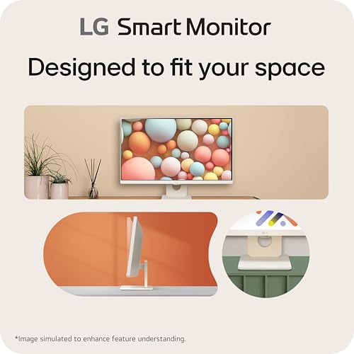 LG 27SR50F-W Smart Monitor 27-Inch FHD (1920x1080) IPS Display, webOS 23, HDR 10, x2 Built-in Speakers, AirPlay 2, Screen Share, Bluetooth, ThinQ App