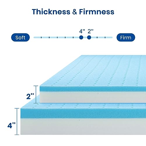 Maxzzz 4Inch Queen Size Mattress Topper Gel Memory Foam Mattress Topper,Firm Memory Foam Bed Topper Certipur-Us Certified