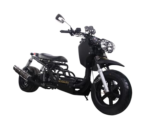 50cc Stretched Scooter Generation 1, Automatic Transmission, PMZ50-19, Wide 205/30-12 Rear Tire, Retro Speedometer, Gas Gauge