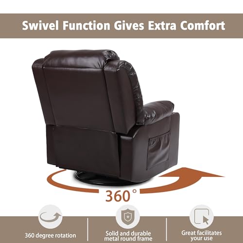 Rocker Swivel Recliner Chair for Adults, Overstuffed Large Manual Recliner Glider with Massage and Heat