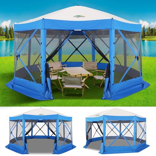 COBIZI 12x12ft Pop up Gazebo Screen Tent Screen House for Camping, Camping Outdoor Screened Gazebo, Canopy Tent