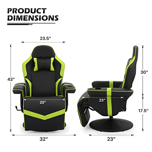 MoNiBloom Video Gaming Chair Racing Style Single Living Room Sofa Recliner with Detachable Headrest