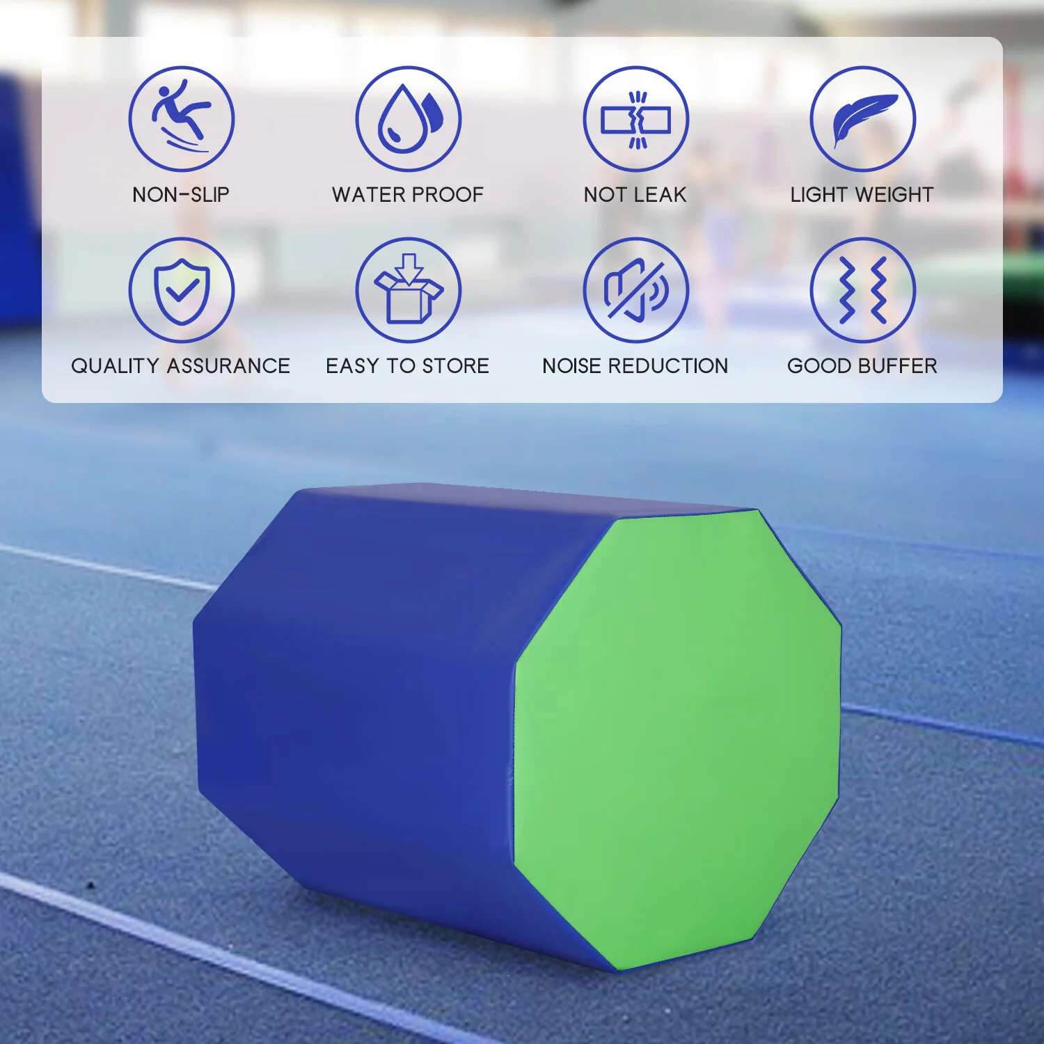 YRLLENSDAN 25x 26 inch Octagon Tumbling Mat for Gymnastics, Gymnastics Octagon Tumbler Mat Fitness Equipment Mat Home Gym, Blue