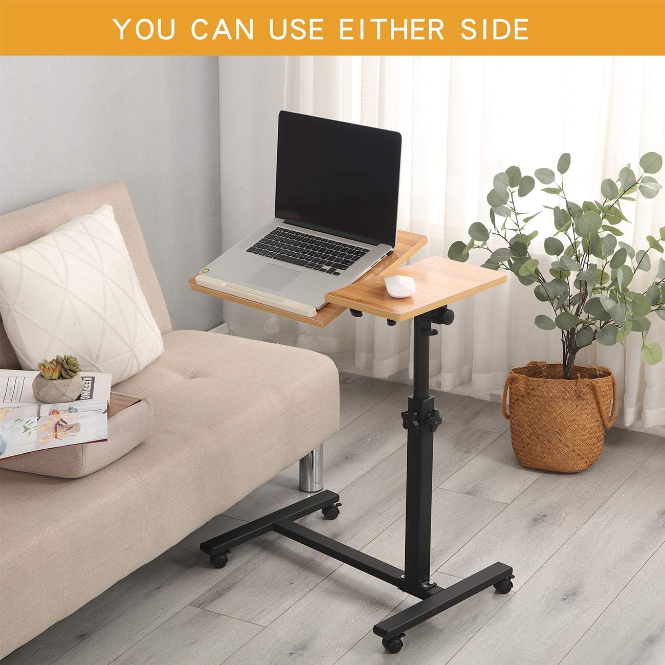 Rolling Laptop Table Lap Desk for Laptop Rolling Cart Tilting Overbed Bedside Table Overbed Desk Overbed Table with Wheels Adjustable Laptop Stand