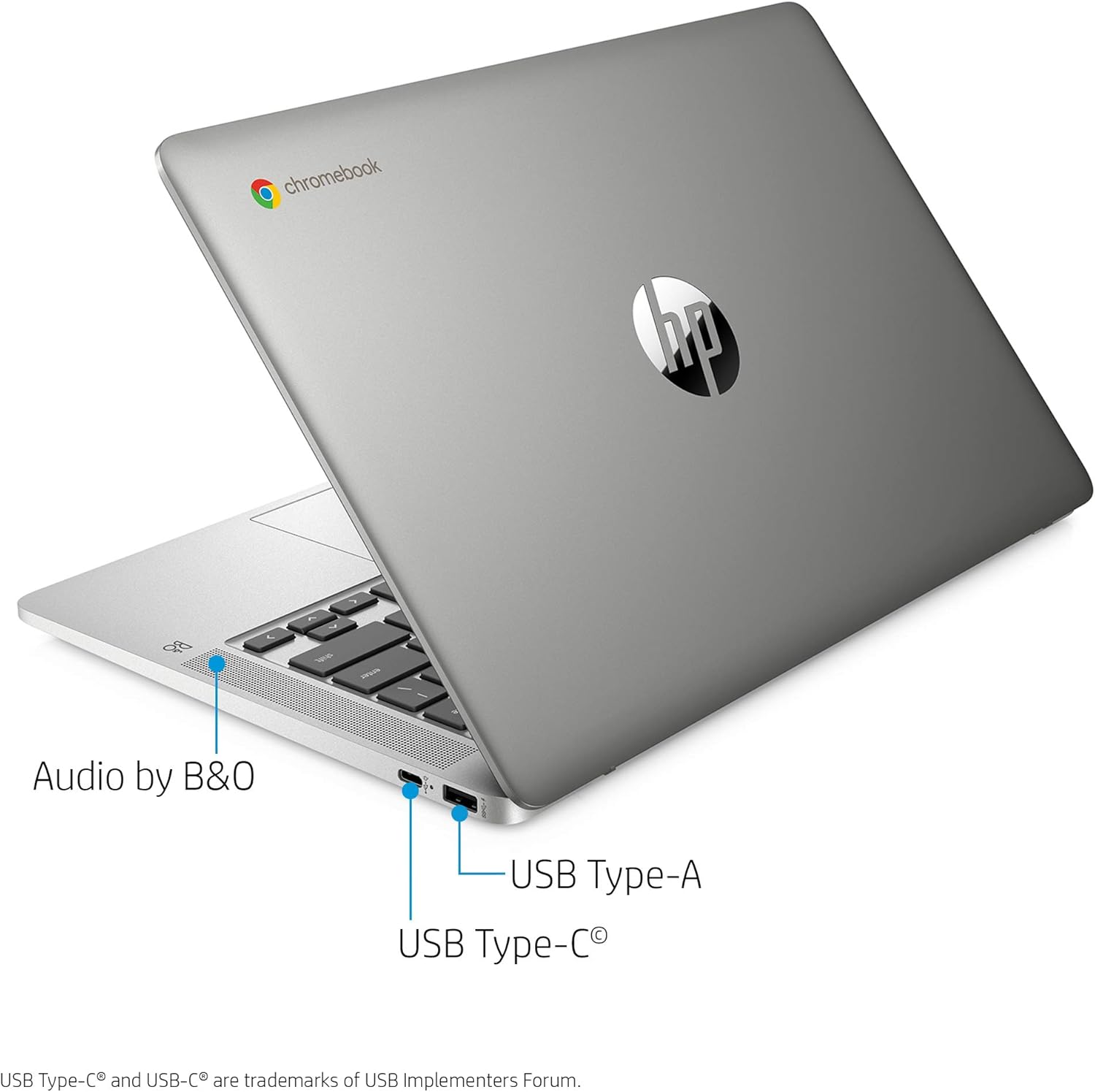 HP Chromebook 14-inch HD Laptop, Intel Celeron N4000, 4 GB RAM, 32 GB eMMC, Chrome (14a-na0010nr, Mineral Silver)