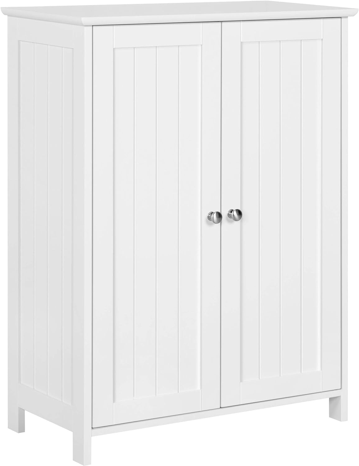 Yaheetech Free-Standing Bathroom Cabinet Wood Side Cabinet Storage Organizer with Adjustable Shelves and Double Doors, 23.6in Lx11.8in Wx31.7in H