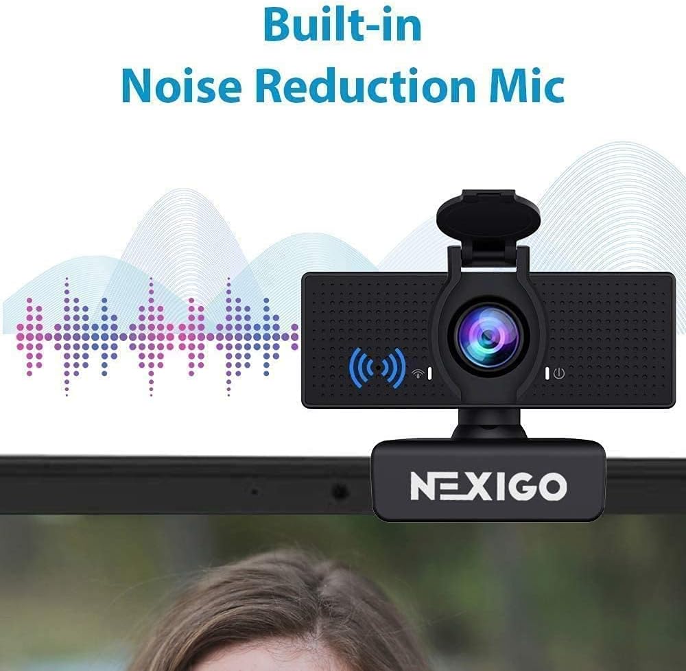 NexiGo N60 1080P Web Camera, HD Webcam with Microphone, Software Control & Privacy Cover, USB Computer Camera, 110-degree FOV, Plug and Play