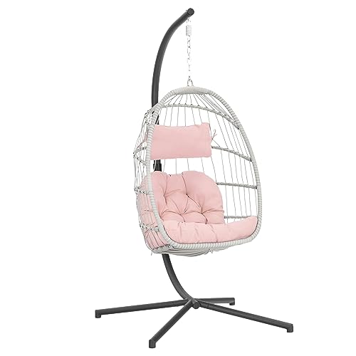 Yechen Hanging Egg Chair with Stand and Footrest for Indoor Outdoor