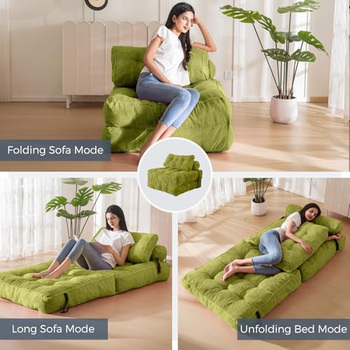 MAXYOYO Folding Sofa Bed, Convertible Sleeper Chair with Pillow Foldable Mattress with Back Support