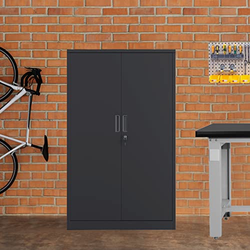 Metal Storage Cabinet with Locking Doors and 3 Adjustable Shelves