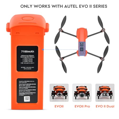Autel Robotics EVO II Intelligent Battery, 2025 EVO II Battery Fit EVO 2 EVO 2 Pro EVO 2 Enterprise RTK Dual 640T Drones (V2 & V3), 7100mAh 11.55V