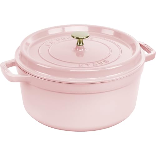 STAUB Cast Iron Dutch Oven 5.5-qt Round Cocotte, Made in France, Serves 5-6, Black Matte
